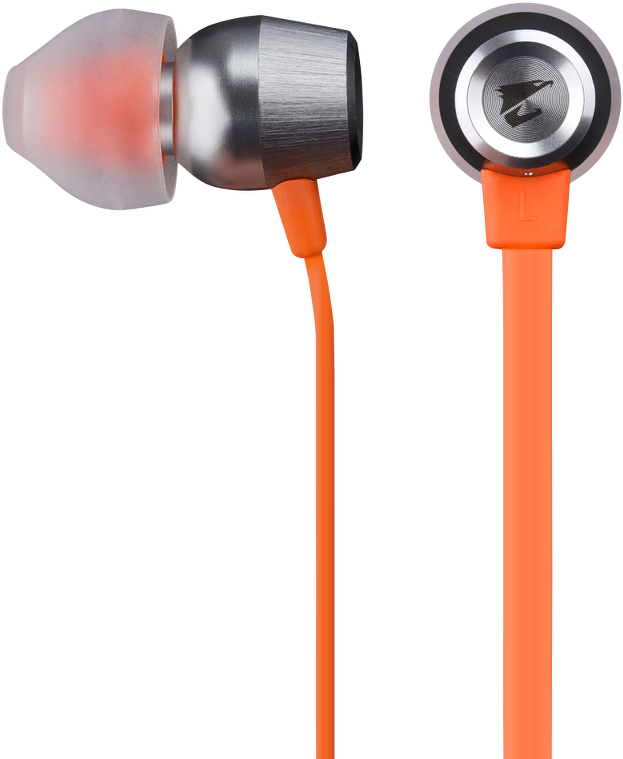 Orange Wired Earbuds Isolated PNG