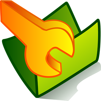 Orange Wrench Green Folder Icon PNG