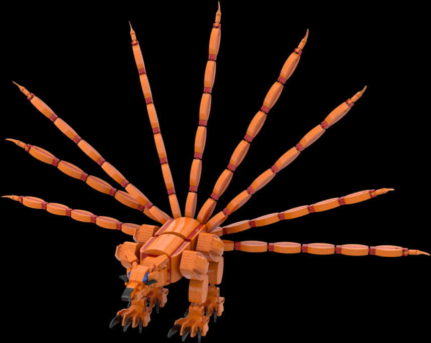 Orange3 D Model Nine Tailed Fox PNG