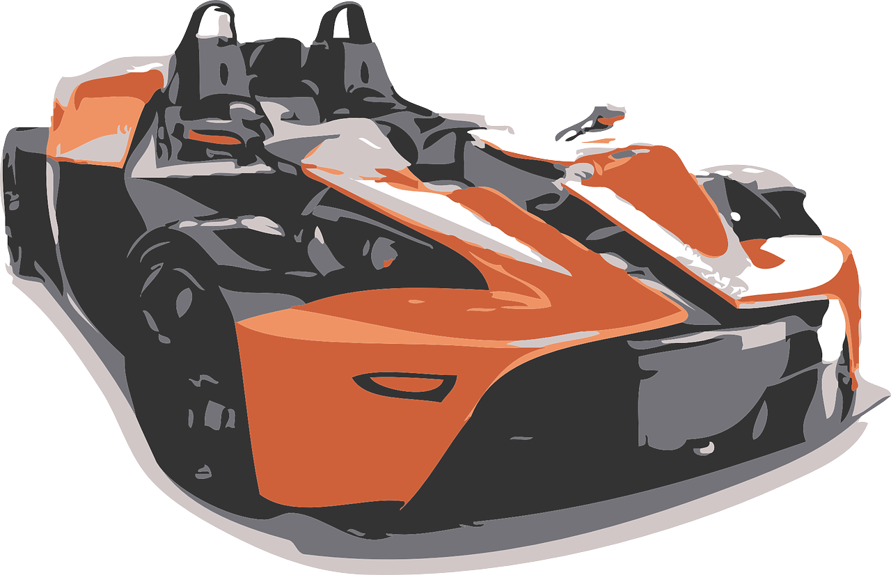 Orangeand Black Race Car Illustration PNG