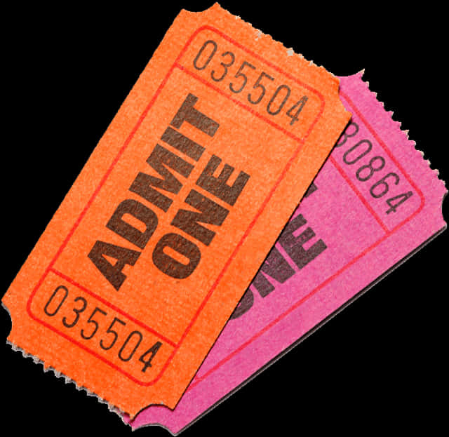 Orangeand Pink Admit One Tickets PNG