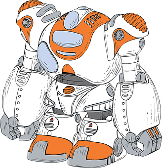 Orangeand White Robot Illustration PNG