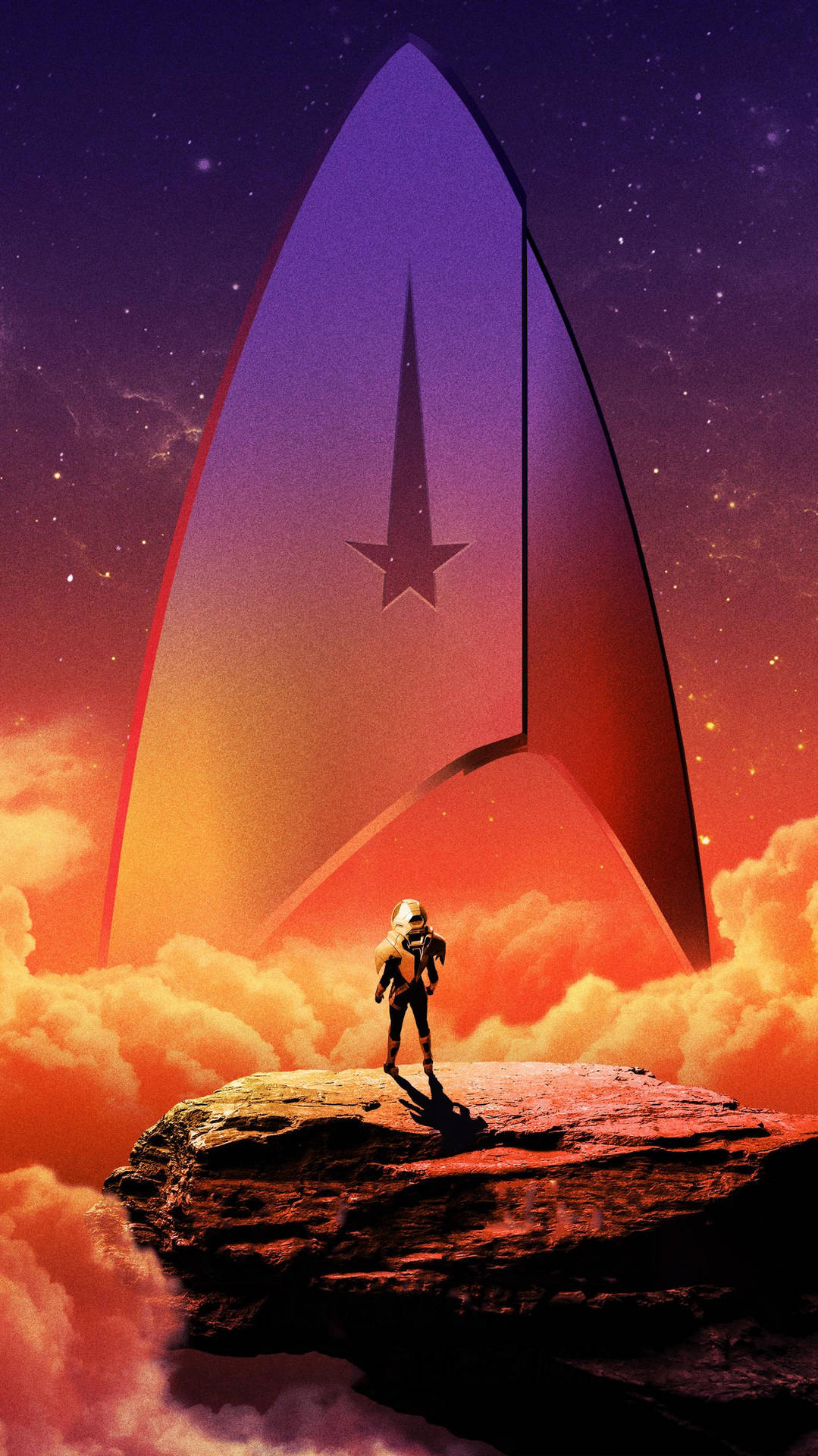 Orangefarbenes Star Trek-symbol Iphone Wallpaper