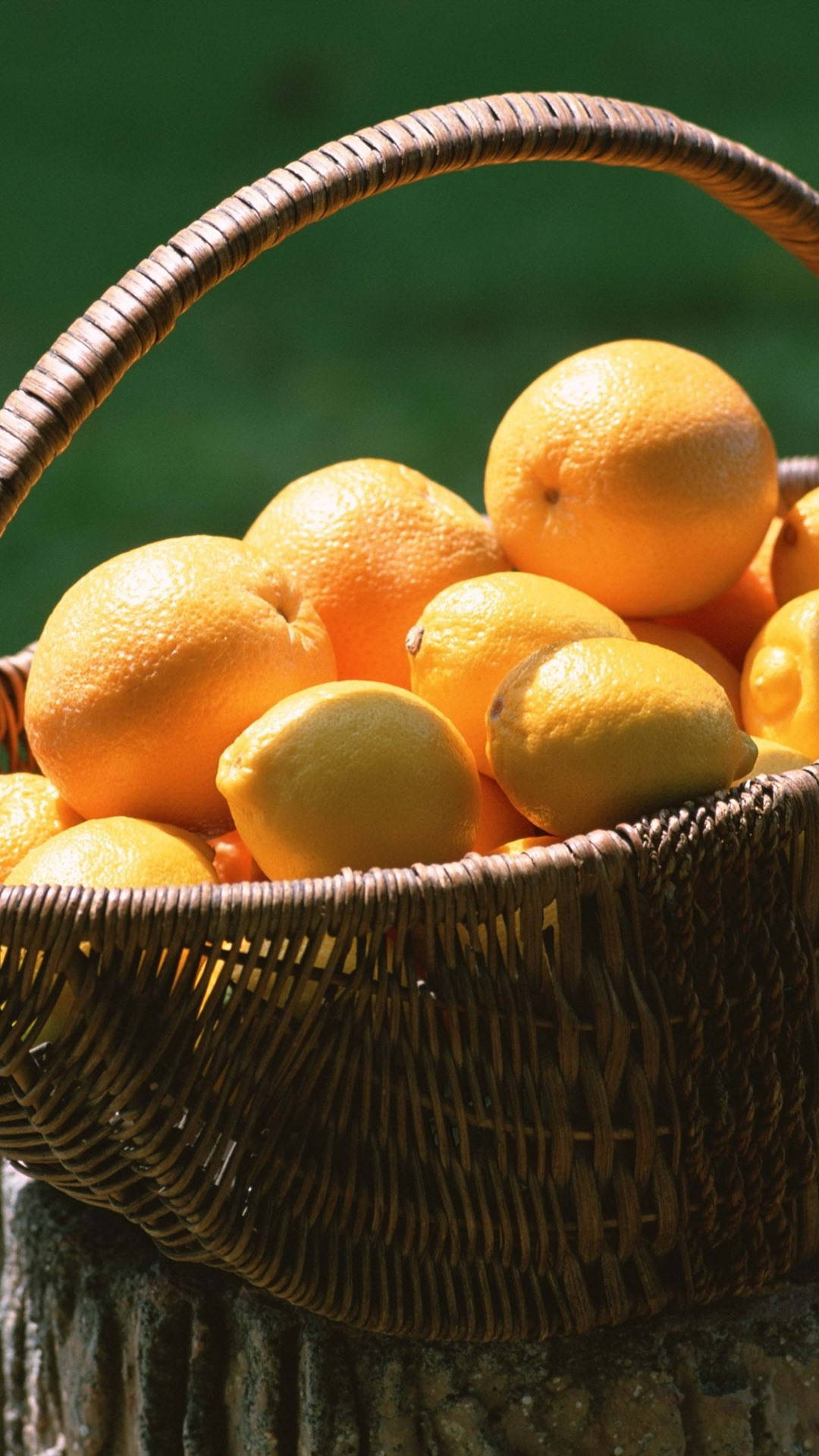 Oranges And Lemons In A Basket Wallpaper