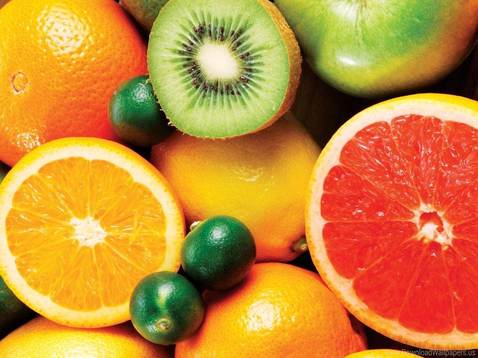 Orangen,limetten, Kiwis Und Grapefruits Wallpaper
