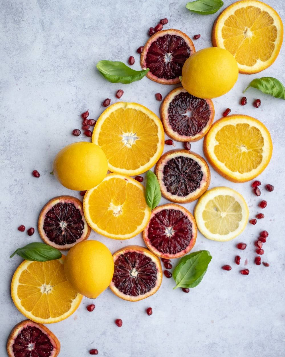 Appelsiner, citroner og granatæbler sammensat sammen Wallpaper