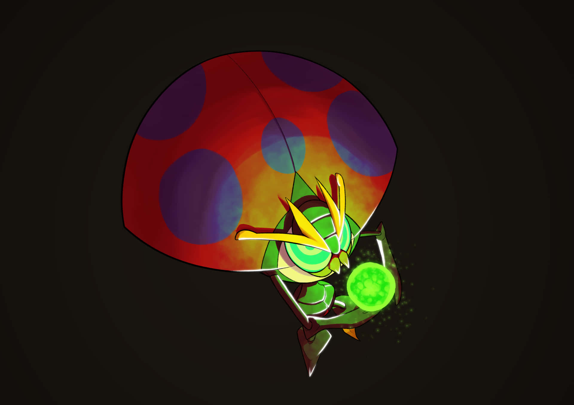 Orbeetle With Glowing Green Ball Wallpaper
