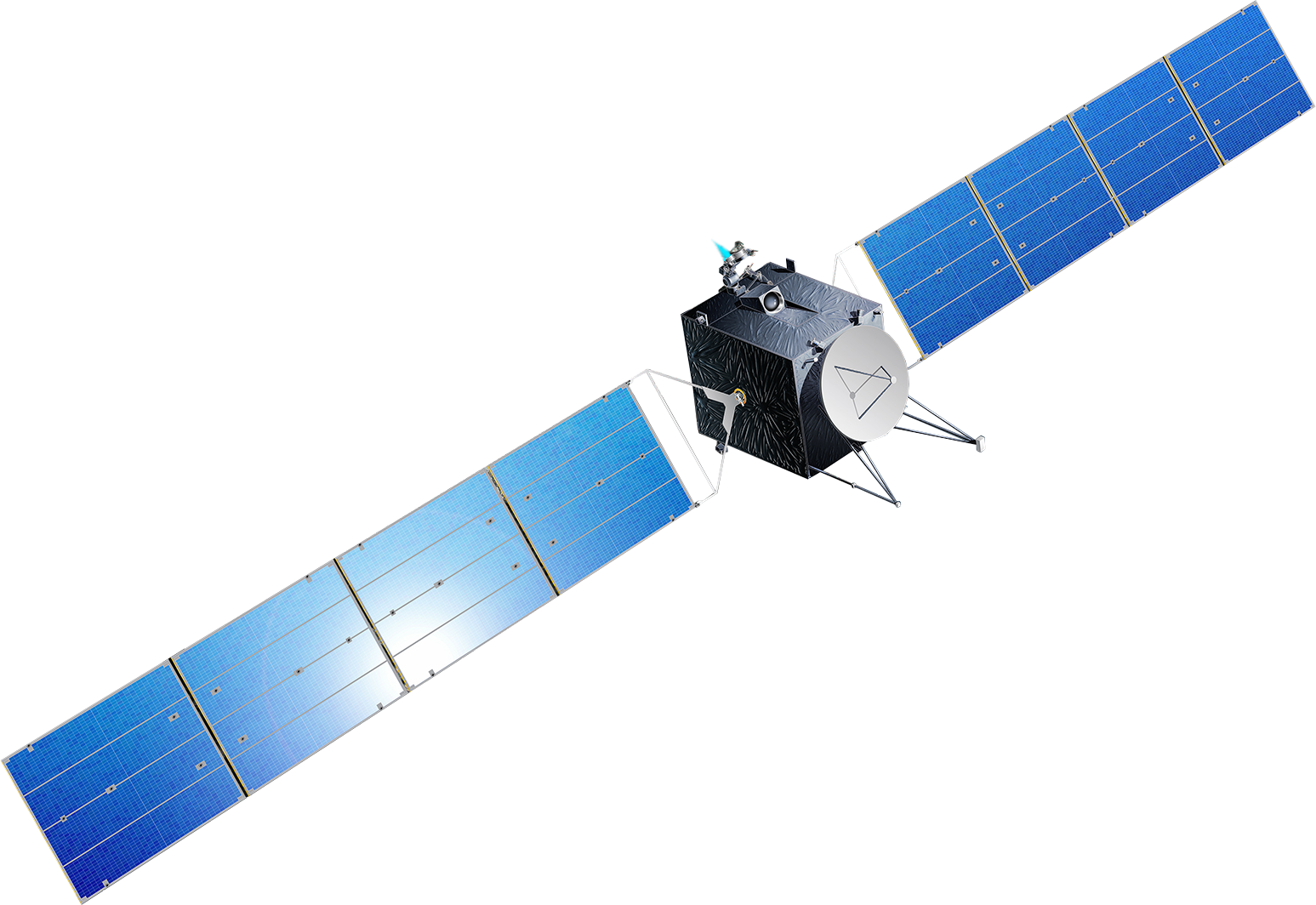 Orbiting Satellite Isolatedon Gray PNG