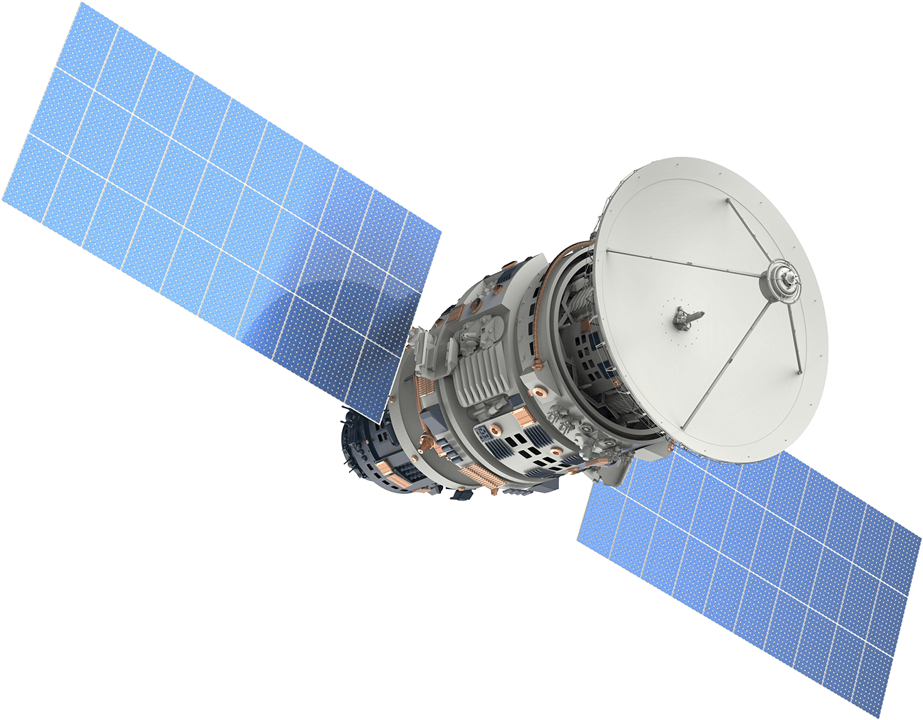 Orbiting Satellite Isolatedon Gray PNG