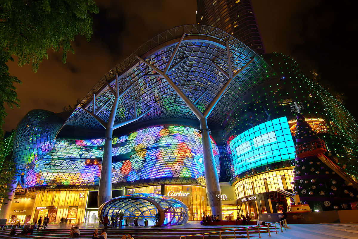 Orchard Road Singapore Illuminated Shopping Mall Wallpaper