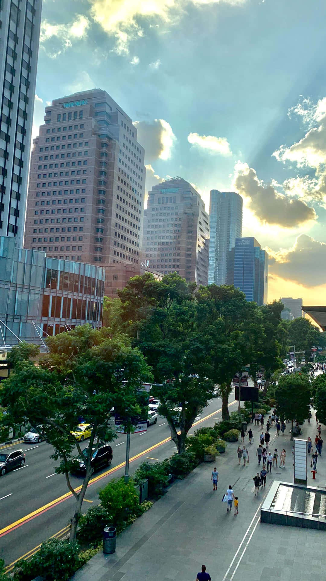 Orchard Road Singapore Sunset Skyline Wallpaper