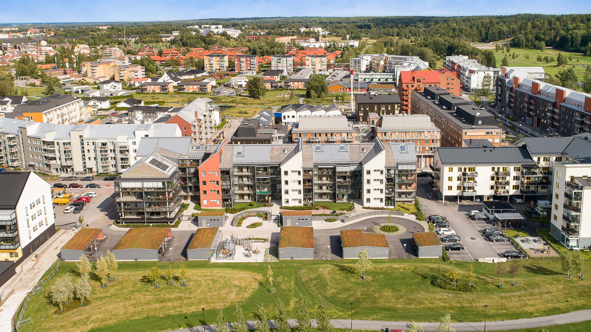 Orebro Sweden Residential Area Aerial View Wallpaper