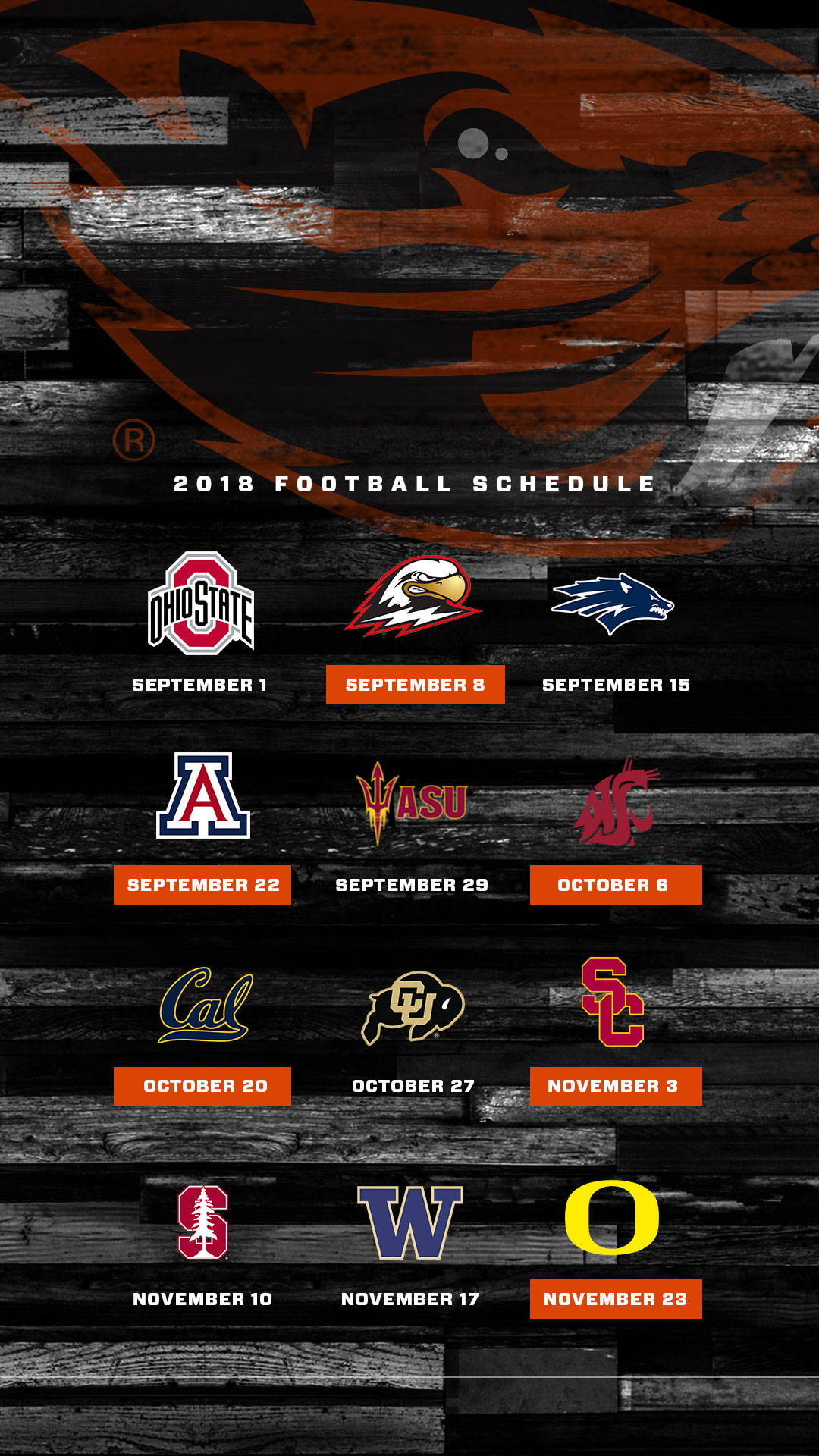 Oregon State University 2018 Football Schedule Wallpaper