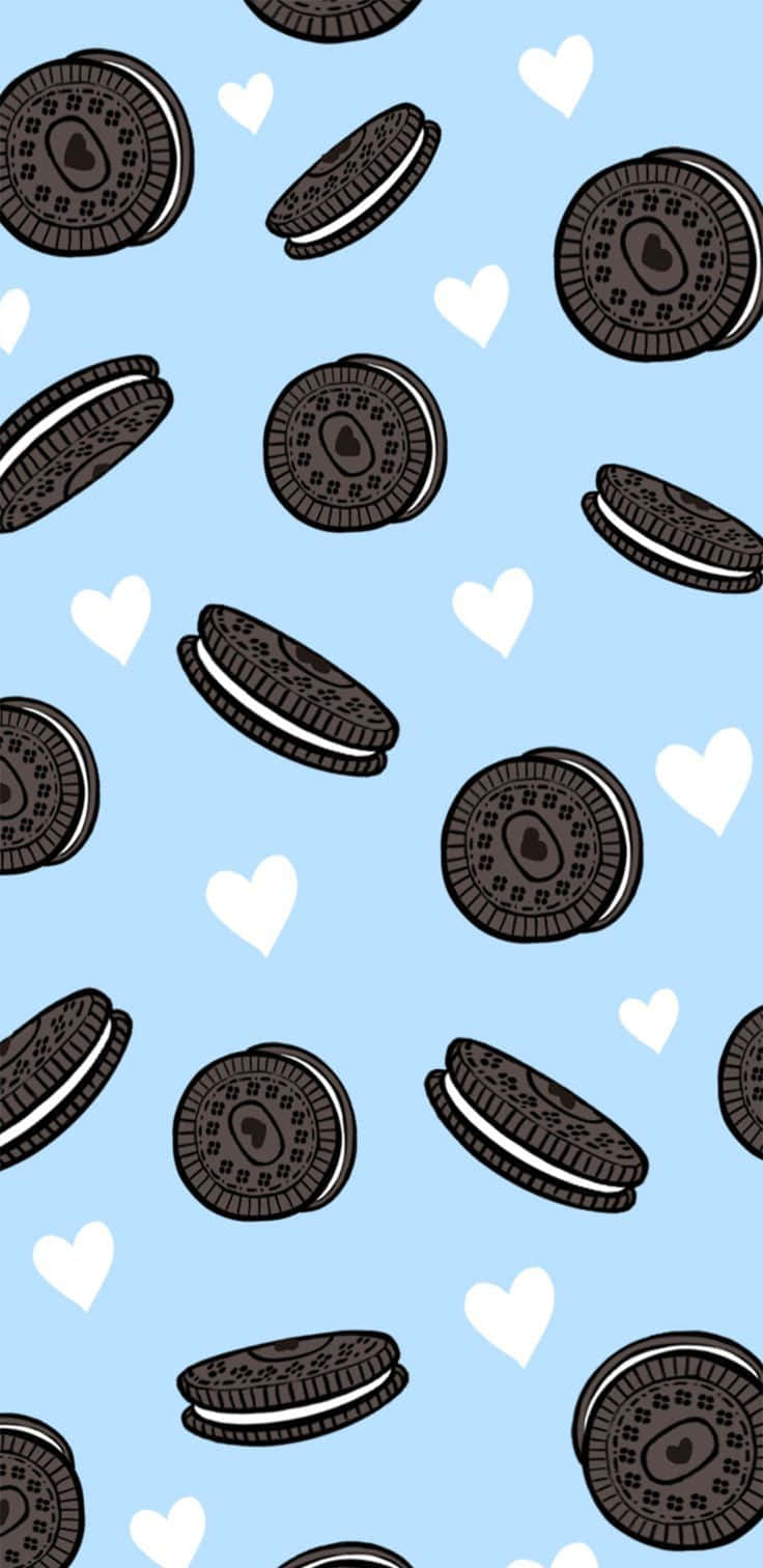 Oreo Cookies On A Blue Background Wallpaper
