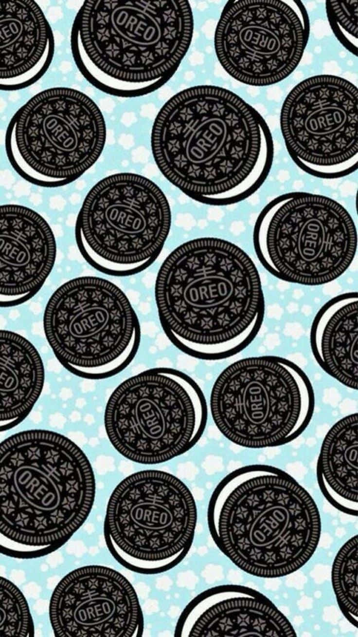 Oreo Cookies On A Blue Background Wallpaper