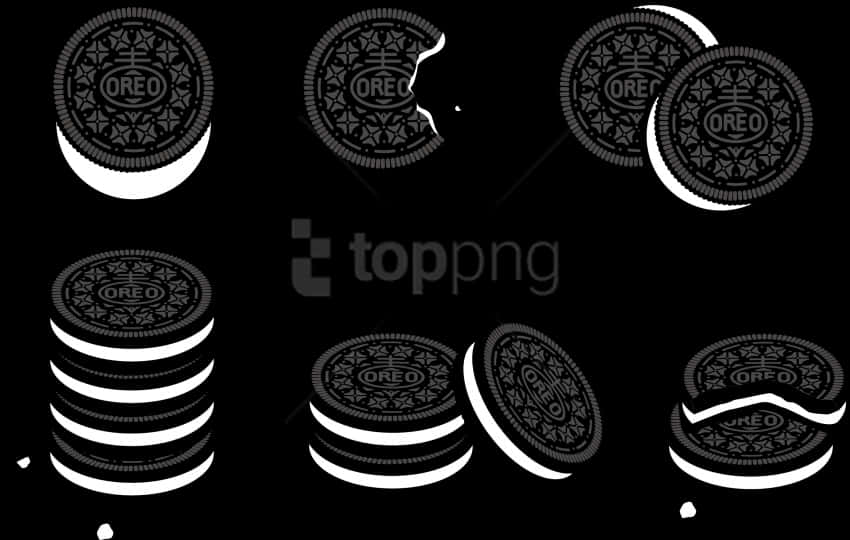 Oreo Cookie Variations Blackand White PNG