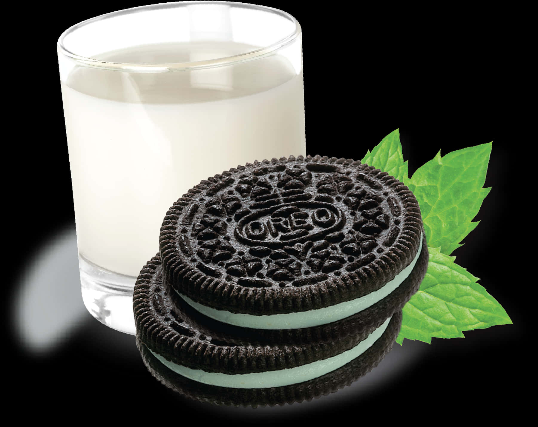 Oreo Cookiewith Milk Glass PNG