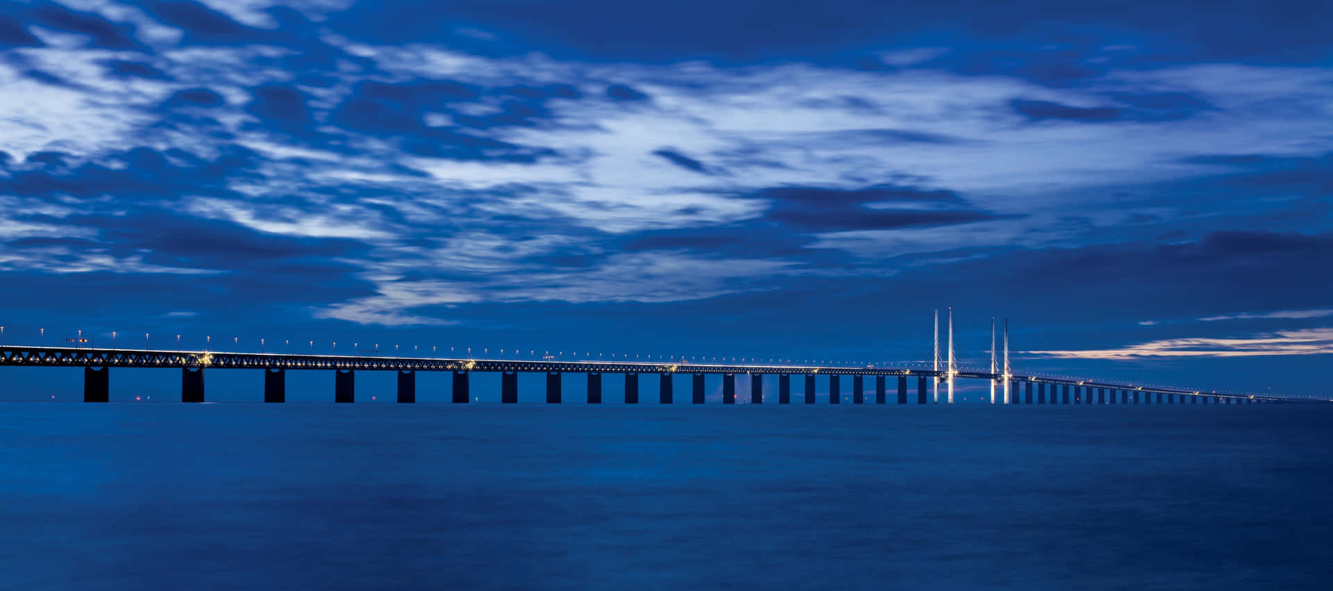 Oresund Bridge Panoramic Night Wallpaper