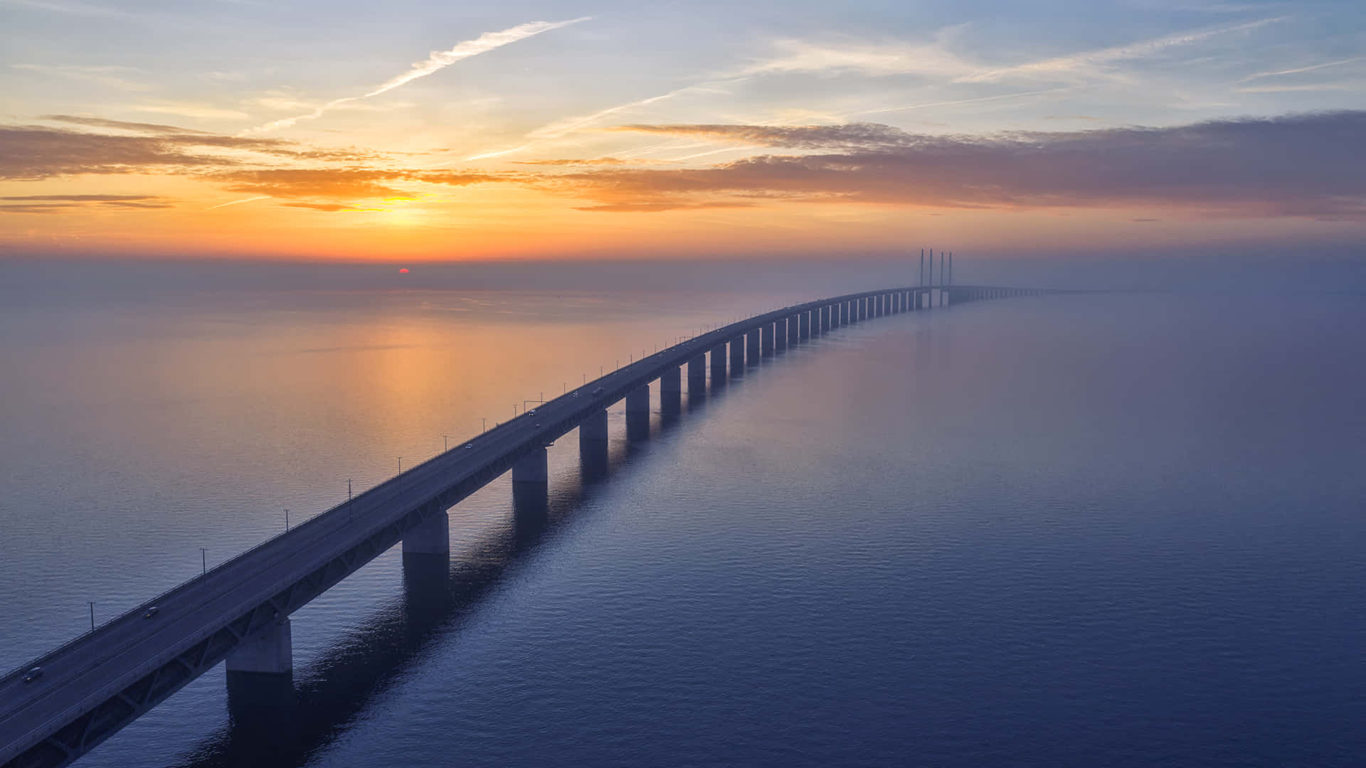 Oresund Bridge Scenic Sunset View Wallpaper