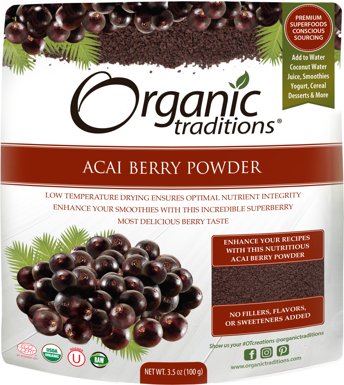 Organic Acai Berry Powder Product Packaging PNG