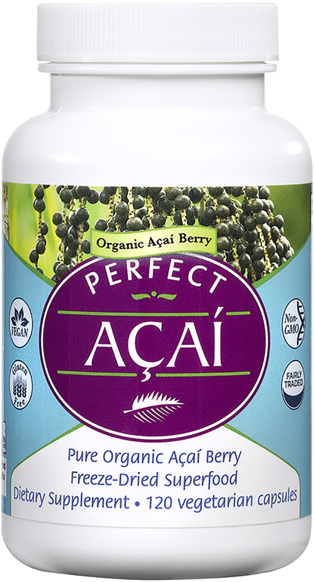 Organic Acai Berry Supplement Bottle PNG