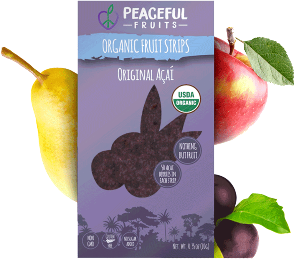 Organic Acai Fruit Strips Packaging PNG