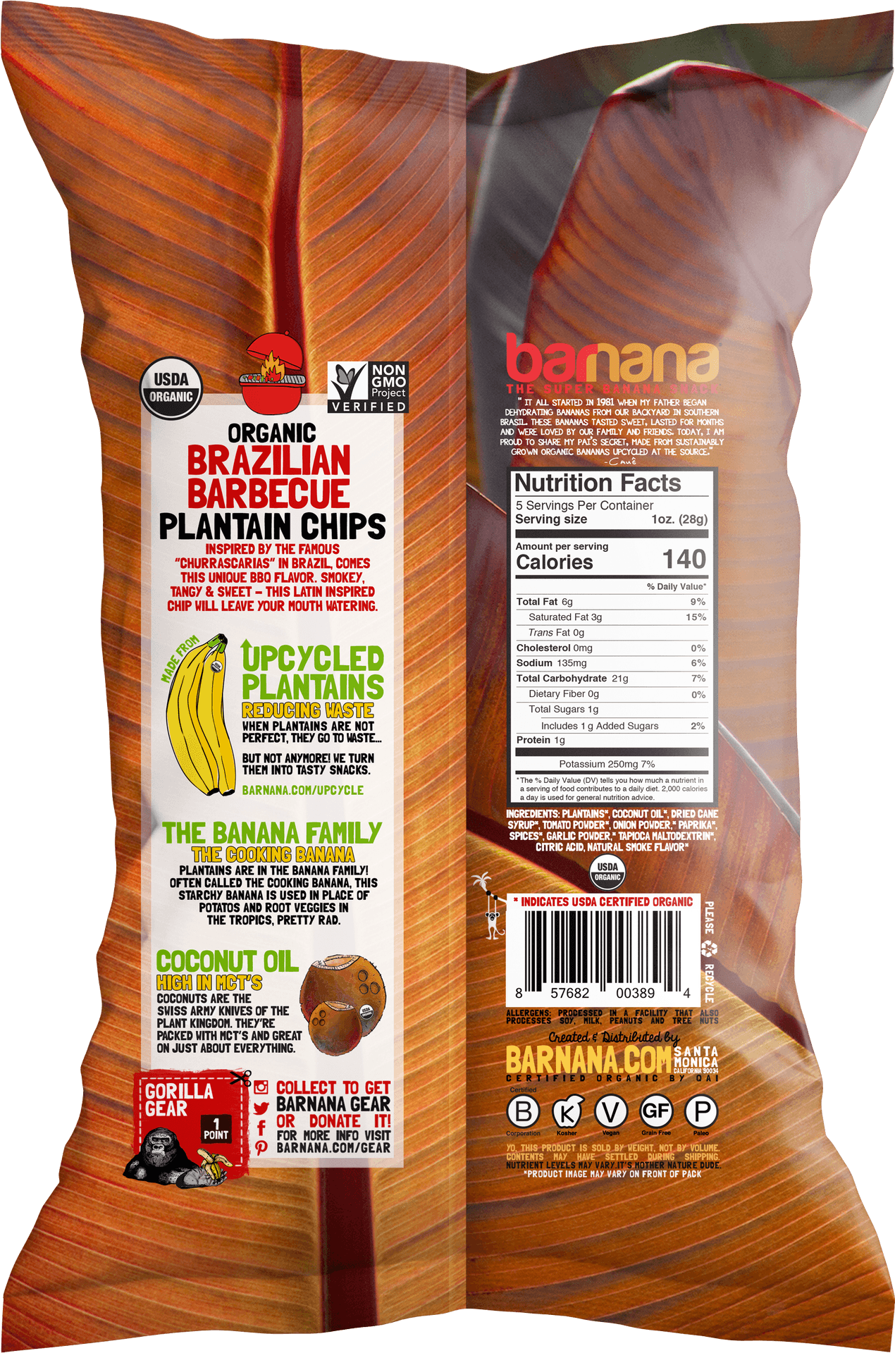 Organic Brazilian Barbecue Plantain Chips Package PNG