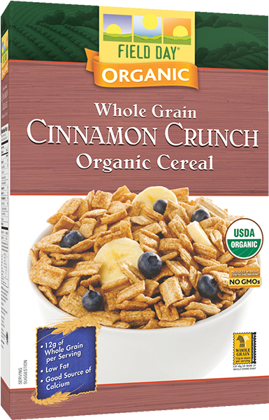 Organic Cinnamon Crunch Cereal Box PNG