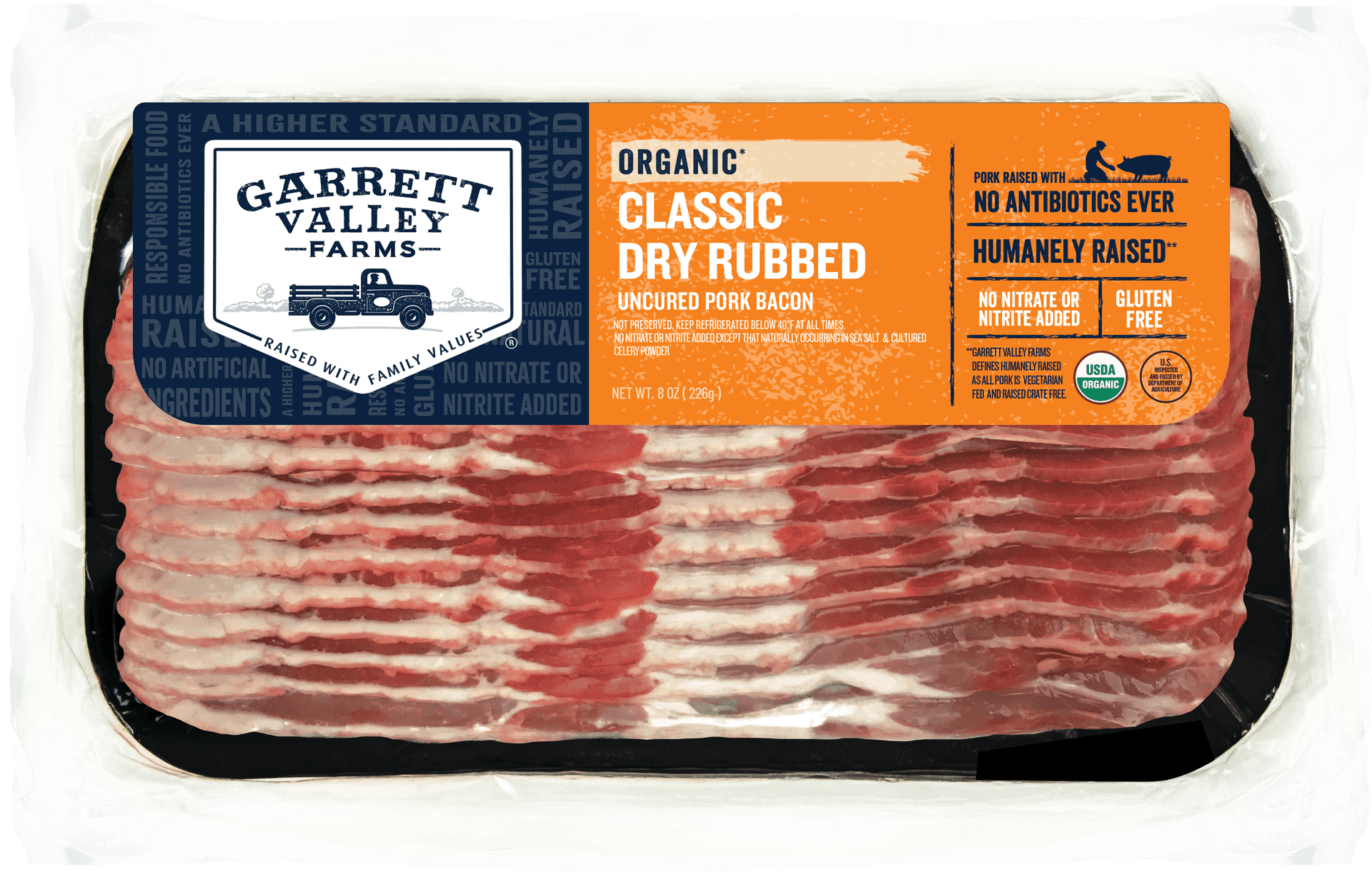 Organic Dry Rubbed Uncured Bacon Package PNG