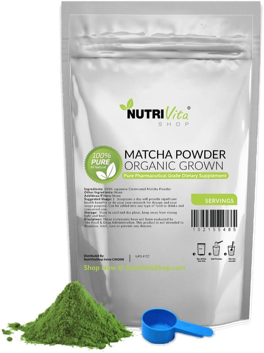 Organic Matcha Powder Supplement Packaging PNG
