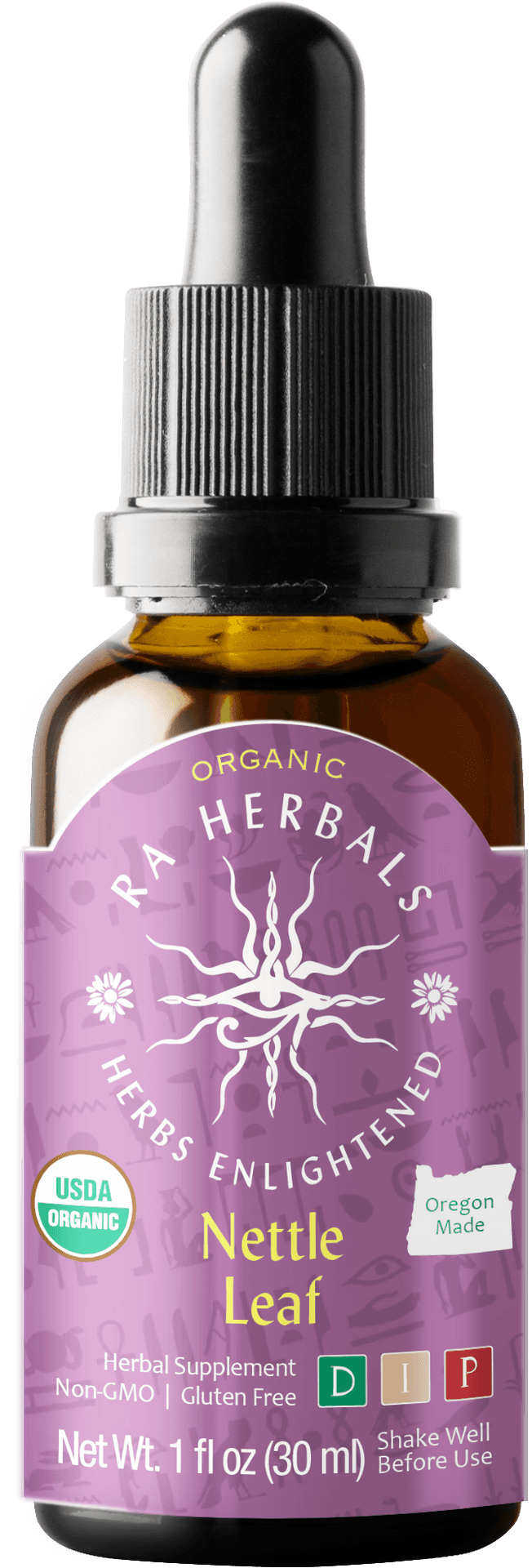 Organic Nettle Leaf Herbal Supplement Dropper Bottle PNG
