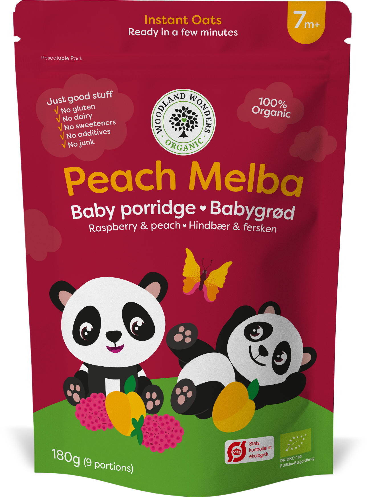 Organic Peach Melba Baby Porridge Packaging PNG