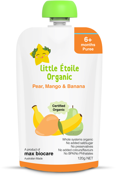 Organic Pear Mango Banana Puree Pouch PNG