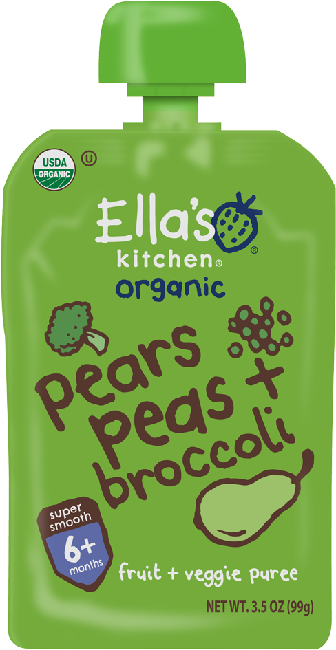 Organic Pears Peas Broccoli Puree Pouch PNG