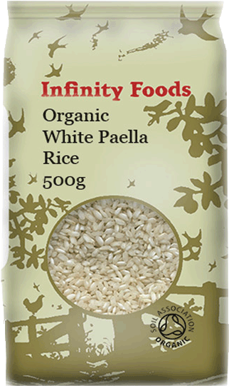 Organic White Paella Rice Packaging PNG