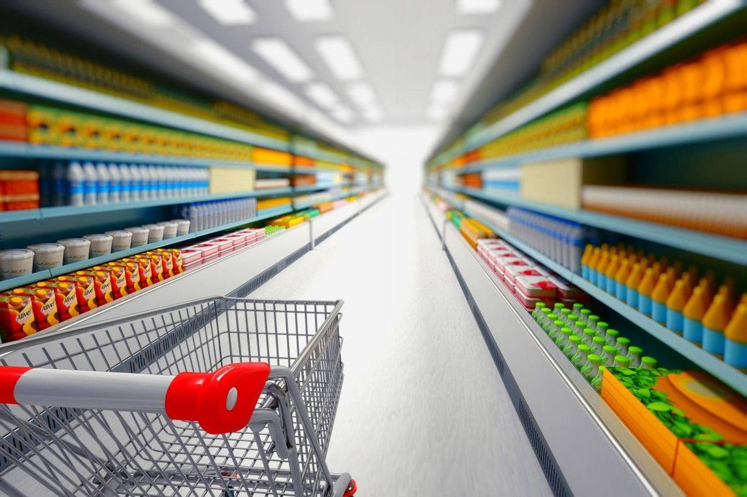 Smartly Organized Grocery Shopping Cart Wallpaper