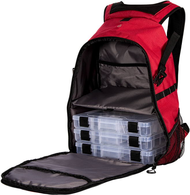 Organized Fishing Tackle Backpack PNG