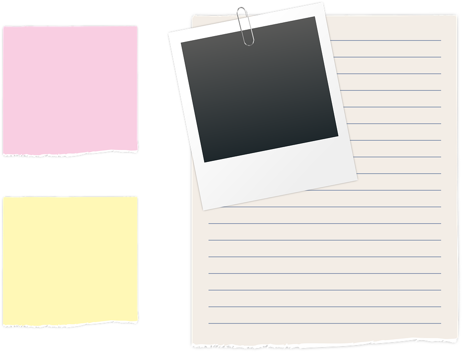 Organized Notesand Photoon Board PNG