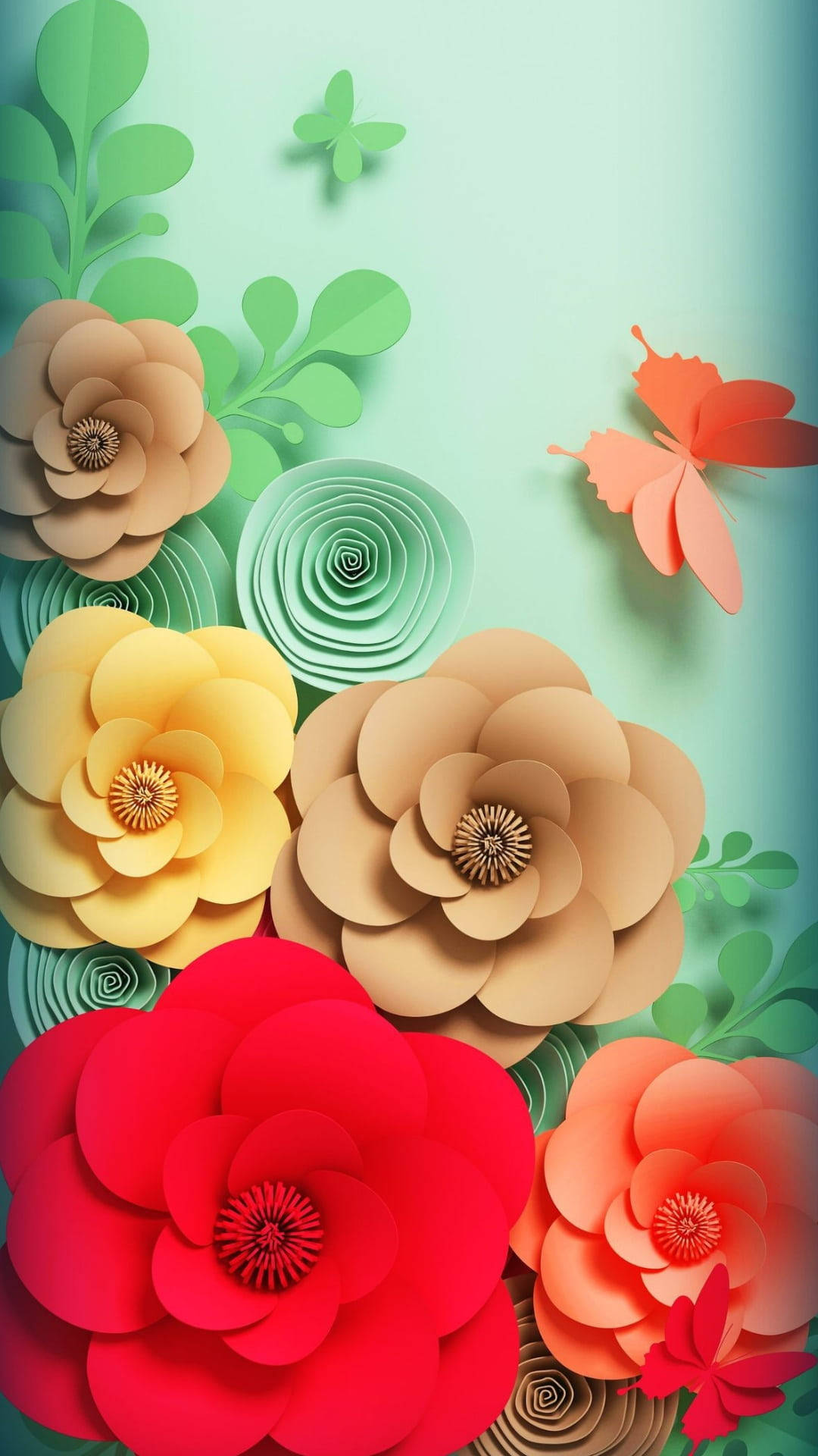 Papelde Origami Decorativo Con Flores Para Móviles. Fondo de pantalla