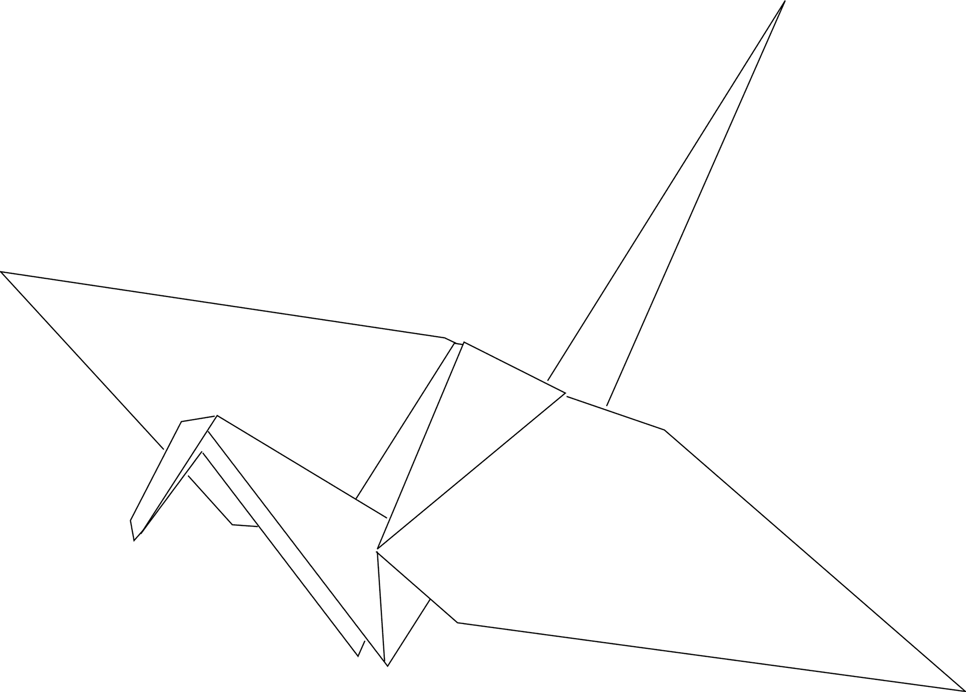 Origami Paper Crane Outline PNG
