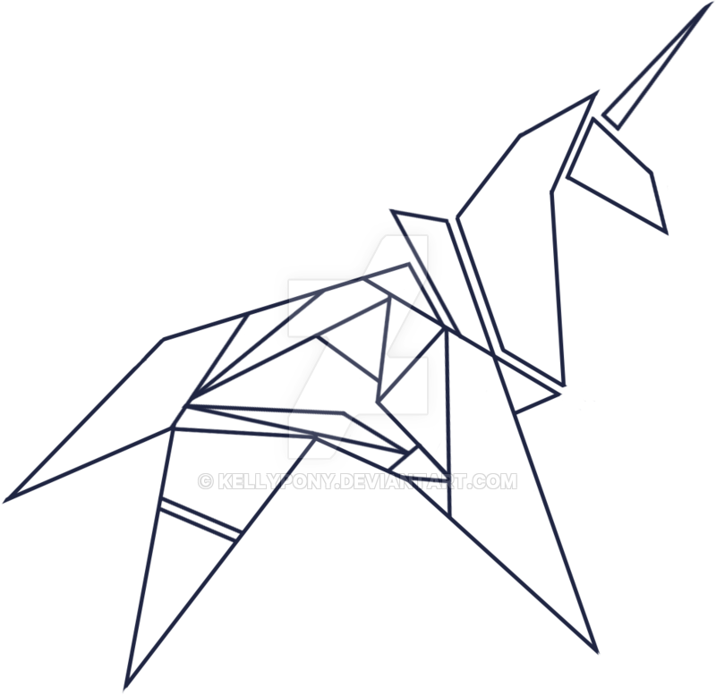 Origami Unicorn Vector Art PNG