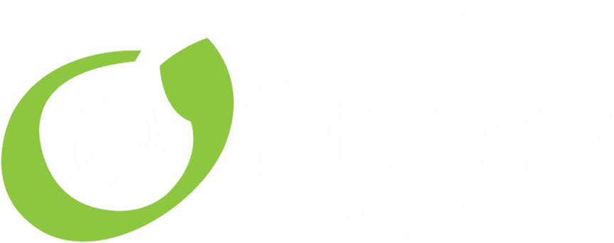 Origin Logo Whiteon Teal PNG