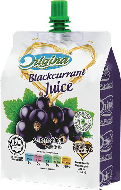 Origina Blackcurrant Juice Pouch PNG