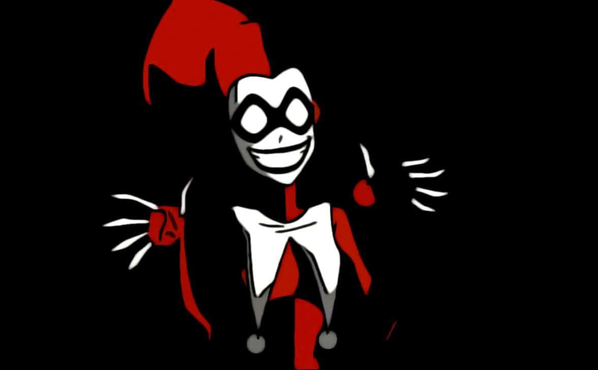 Sonrisadel Bufón De Harley Quinn En Dibujos Animados Fondo de pantalla