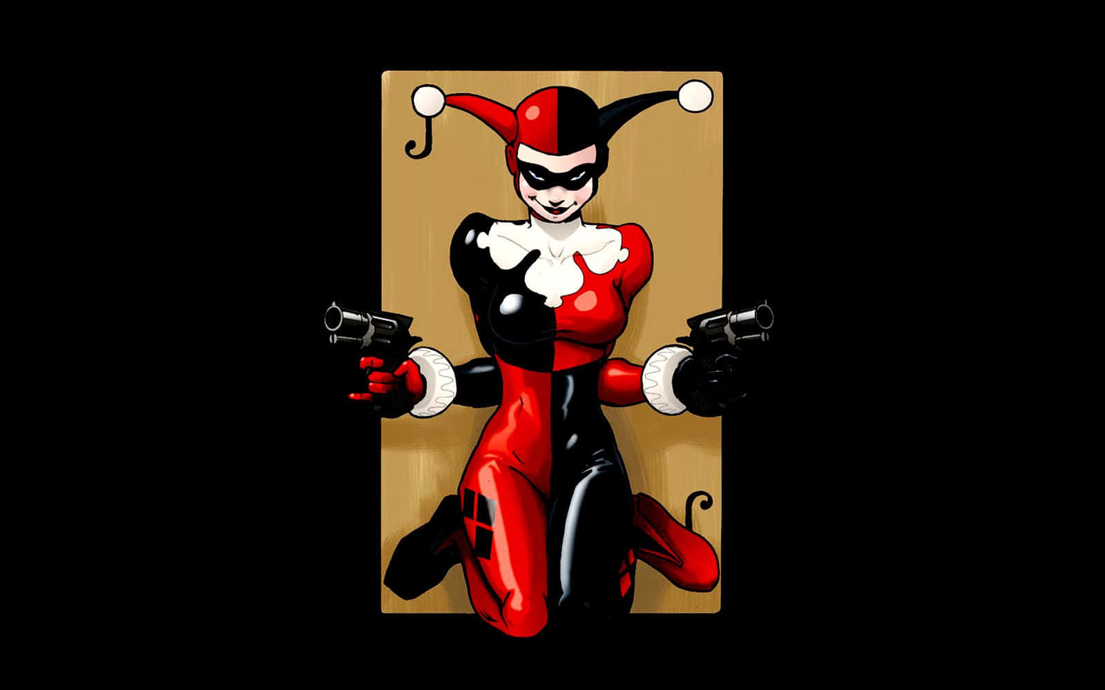 Download Original Harley Quinn On Gold Joker Card Wallpaper 