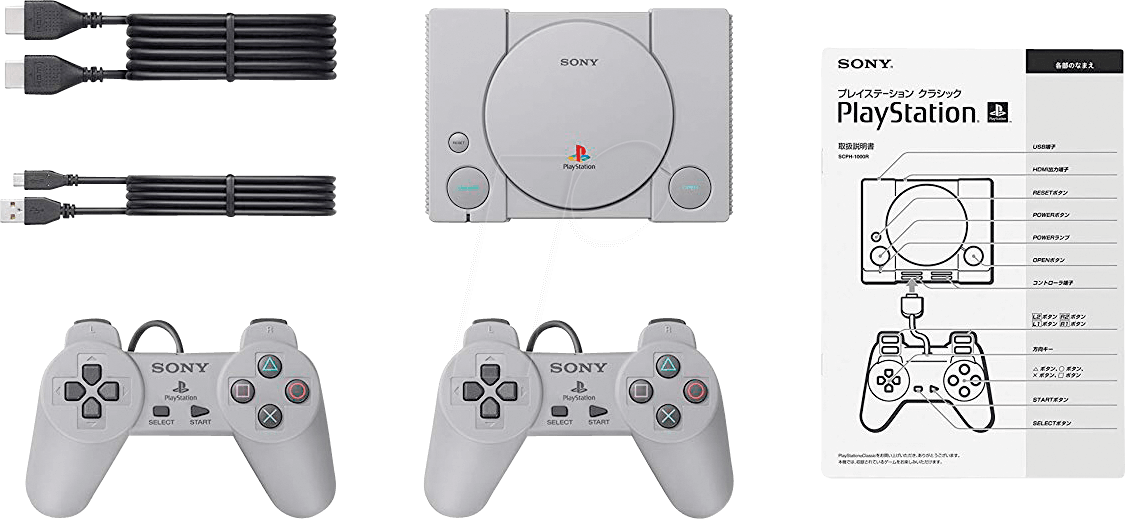Original Play Station Consoleand Accessories PNG