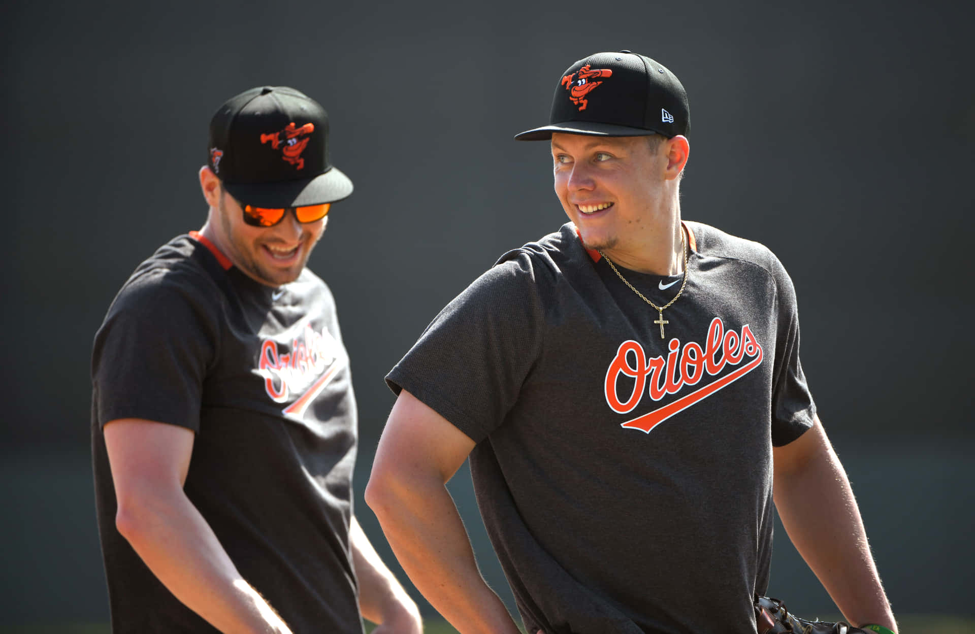 Orioles Players Laughing During Practice Wallpaper
