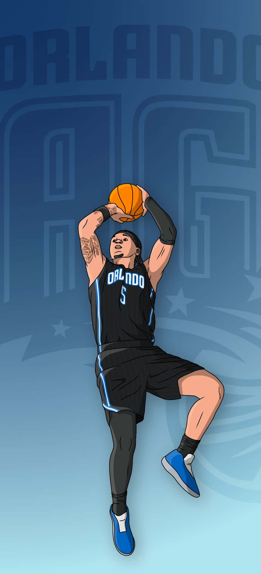 Orlando Basketball Player Dunk Illustration Wallpaper
