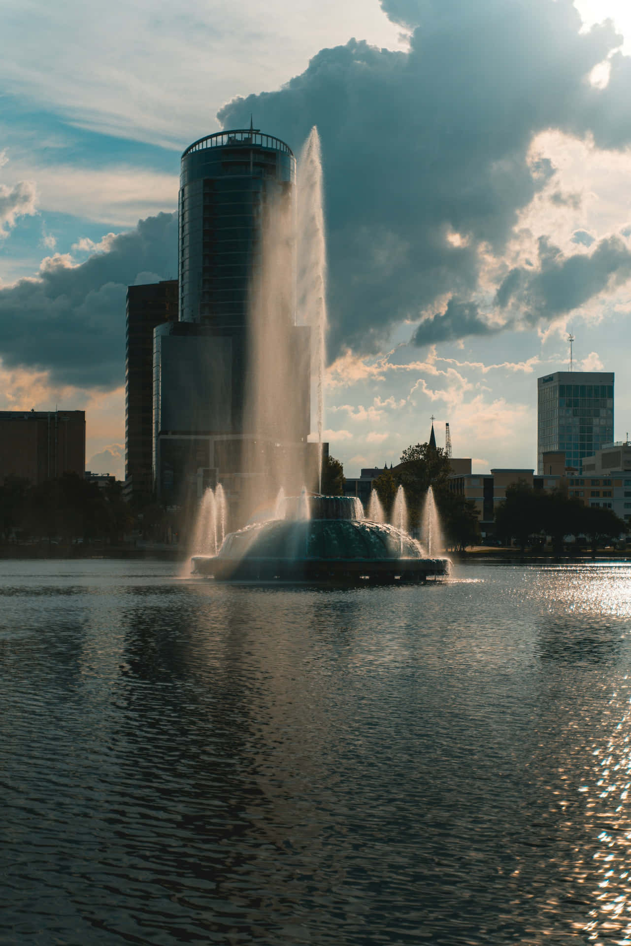 Orlando Lake Eola Fountain Sunset Wallpaper