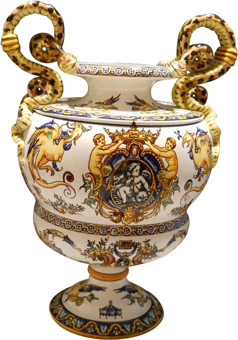 Ornate Antique Ceramic Urn PNG